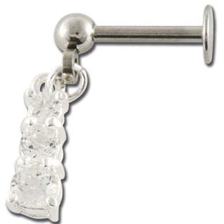 Labret acier fantaisie 1,2x8 cristal blanc